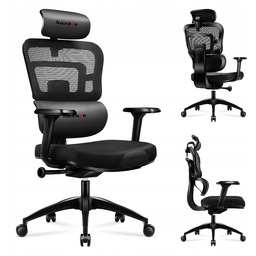 Fotel Gamingowy Ergonomiczny Huzaro Czarny Mesh Skóra Wentylacja