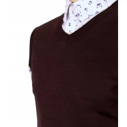 Sweter męski wełniany bez rękawów bezrękawnik pulower kamizelka