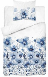 Pościel satynowa 140x200 Home Satin 81 biała niebieska