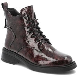 S.Barski Bordowe Botki Wygodne Buty Damskie
