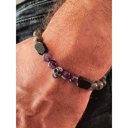 Pakamera Bransoleta Męska Czaszka Ametyst