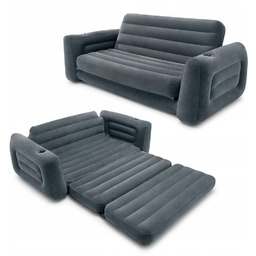 Dmuchana Sofa Intex 200KG Welurowa Szara Z Podłokietnikami