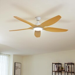 Lucande Wentylator sufitowy LED Omendo, biały, DC, cichy,