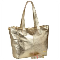 VEZZE Włoska torebka shopper skórzana złota
