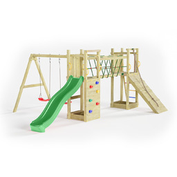 DUMO Plac zabaw drewniany Kraina Zabawy ze zjeżdżalnią