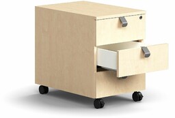 Mobilny kontenerek QBUS, 3 szuflady z uchwytami, zamykany,