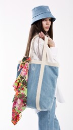 Pakamera Denim Shopper Bag / white logo