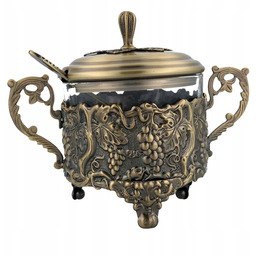 Cukiernica z łyżeczką złota stare złoto mosiądz metal