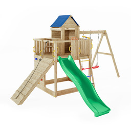 DUMO Plac zabaw drewniany Wesoła Przystań z domkiem,