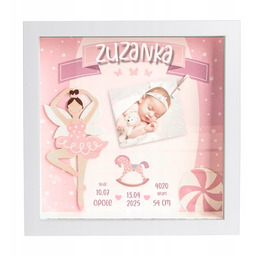 Metryczka Ramka 3D Różowy Konik