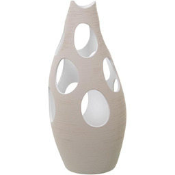 Alexandra House Living Wazon ceramiczny Ecru w paski