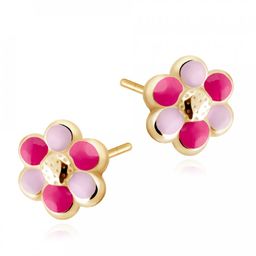 Srebrne Kolczyki 925 Złocone Kwiatki Grawer