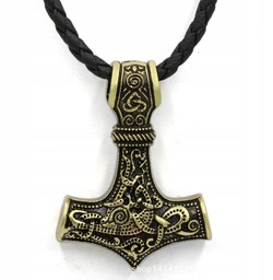Naszyjnik Męski Młot Thora Mjolnir Złoty 125