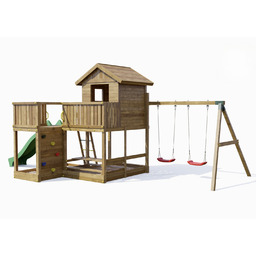 DUMO Plac zabaw drewniany Leśny Domek z huśtawkami