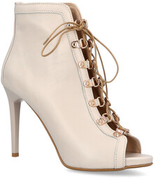 Sznurowane botki na szpilce - TYMOTEO M4001 KREMOWE