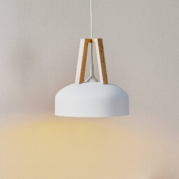 SOLLUX LIGHTING Żyrandol North z drewnem naturalnym, białym