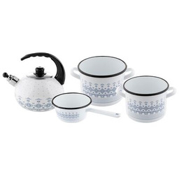 Komplet garnków emaliowanych prostych Majolica bez pokrywek 5-elementowy