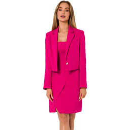 Krótki Żakiet na Jeden Guzik - Fuksja