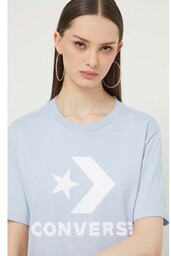 Converse t-shirt bawełniany kolor niebieski z nadrukiem