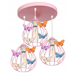 Lampa sufitowa wisząca żyrandol dla dziewczynki Motylek 3