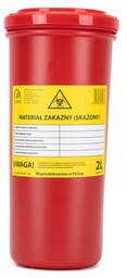 Pojemnik pudełko na odpady medyczne czerwony 2L
