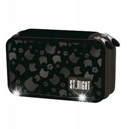 PIÓRNIK SZKOLNY PODWÓJNY DWUKOMOROWY CZARNY Z WYPOSAŻENIEM KOT