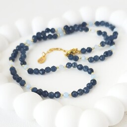 Pakamera Naszyjnik z kamieni naturalnych: chalcedon, akwamaryn