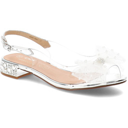 S.Barski Sandały damskie, transparentna cholewka ozdobna kokarda regulowany