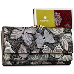 PETERSON skórzany damski portfel poziomy duży RFID STOP