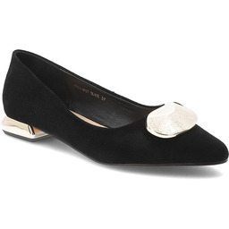 S.Barski Czółenka damskie, ze skóry naturalnej zamszowej ozdobna