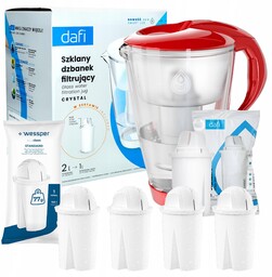 Szklany dzbanek filtrujący Dafi Crystal 2l czerwony 4x