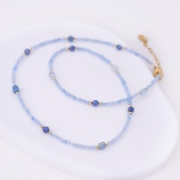 Pakamera Naszyjnik z kamieni naturalnych: akwamaryn, kianit