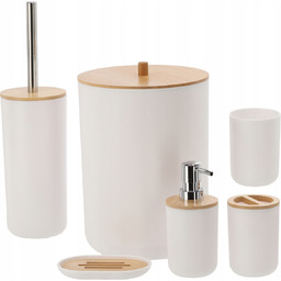 Zestaw Łazienkowy Kwadratowy 6 Elementów Komplet Łazienka Biały