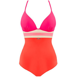 Kostium kąpielowy damski jednoczęściowy SELF Fashion 13 pomarańczowo-różowy