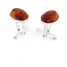 Spinki do mankietów Bursztyn koniakowy w oprawie (S1050o)