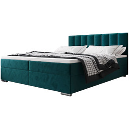Edinos Welurowe łóżko kontynentalne w kolorze morskim 5