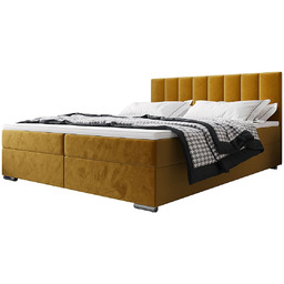 Edinos Musztardowe łóżko kontynentalne z pikowanym zagłówkiem 5