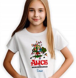 KOSZULKA BIAŁA DZIECIĘCA Na Prezent ALICJA W KRAINIE