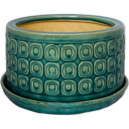 Ivyline Okrągła donica bonsai w kolorze turkusowym -