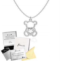 Naszyjnik Srebrny Miś z sercem Łańcuszek 925 Prezent