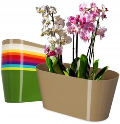 Doniczka na kwiaty owalna Pareti 27 cm, beżowa
