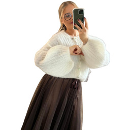 Sweterek rozpinany Dzwonek   Puszysty Kid Moher