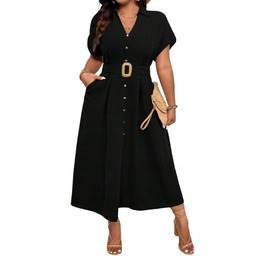 SHEIN PLUS SIZE CZARNA SUKIENKA DAMSKA KOSZULOWA