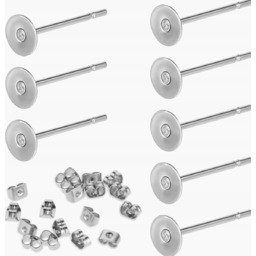 SZTYFTY KOLCZYKI 4MM PŁASKIE SREBRNE ZATYCZKI DO BIŻUTERII
