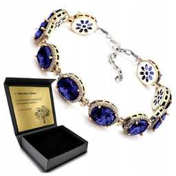 Bransoletka Srebrna Z Cyrkoniami Szafirem Biżuteria Dla Kobiety