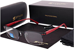 Stylion Męskie okulary zerówki Blue Light+Antyrefleks STL281 czarny/czerwony
