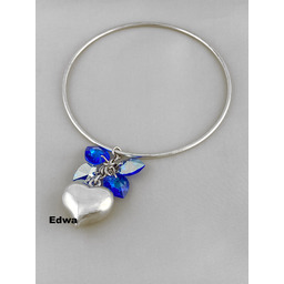 Bransoletka srebrna z serduszkiem i kryształkami pr.925