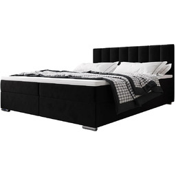 Edinos Czarne łóżko tapicerowane welurem 5 rozmiarów N9-C11