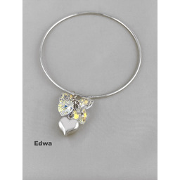 Bransoletka srebrna z serduszkiem i kryształkami pr.925