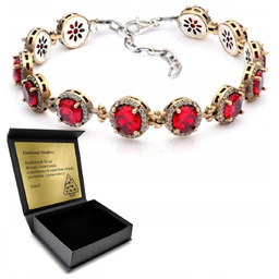 Bransoletka Srebrna Z Cyrkoniami I Granatem Ręcznie Robiona